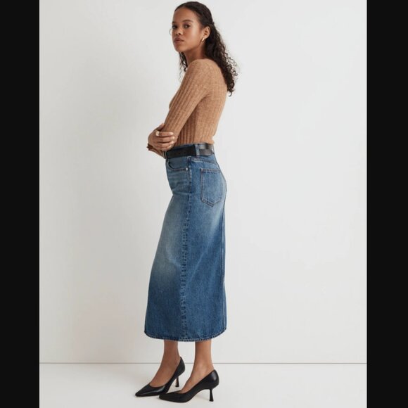 Madewell Denim Mid-Rise Maxi Skirt in Pratt Wash Retro 90's Inspired Size 32 - Picture 16 of 16